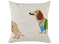 Miniatyrbillede 4 af 7: Pyntepude Beige Bomuld 45 x 45 cm Sæt af 2 Firkantede Puder med Hunde til Børneværelset Børnepuder til Sengen