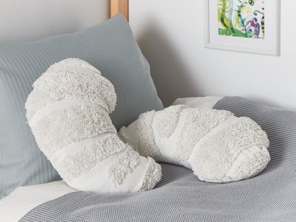 Sæt med 2 pyntepuder hvid bomuld 40 x 25 cm croissant formet moderne stil børneværelse