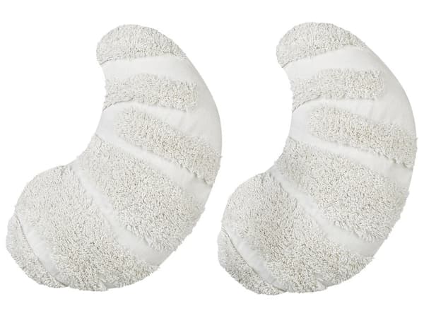 Sæt med 2 pyntepuder hvid bomuld 40 x 25 cm croissant formet moderne stil børneværelse