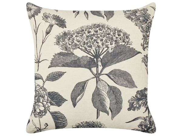 Sæt med 2 pyntepuder beige grå bomuld 45 x 45 cm blomstermønster kvadratisk maskinvaskbar moderne stil