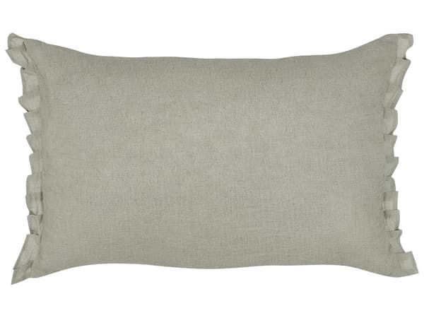 Sæt med 2 dekorative puder i lysegrå hør 30 x 45 cm med frynser og sløjfer Stue Værelse