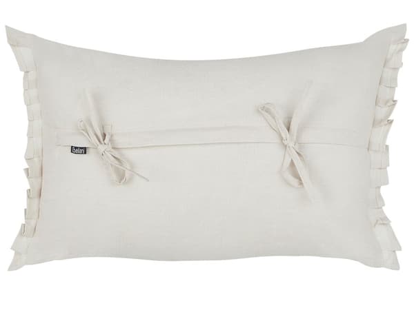 Sæt med 2 dekorative puder i råhvid hør 30 x 45 cm med frynser og sløjfer Stue Værelse