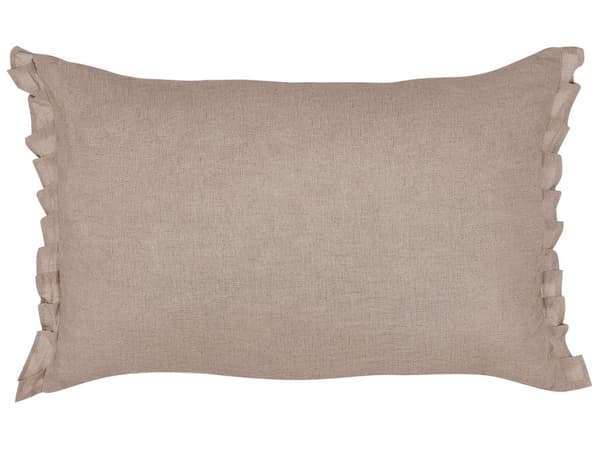 Sæt med 2 dekorative puder i lysebrun hør 30 x 45 cm med frynser og sløjfer Stue Værelse