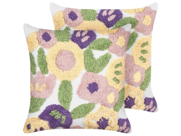 Koristetyyny monivärinen 45 x 45 cm puuvilla polyesteritäyte 2 kpl vetoketjulla kukkakuvio moderni