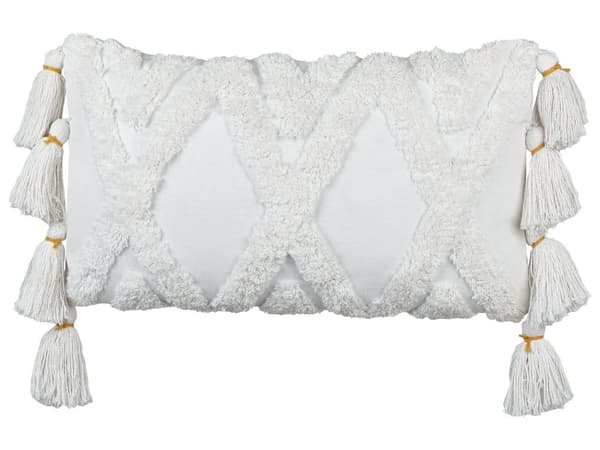 Pyntepude hvid 30 x 50 cm bomuld polyesterfyld 2 stk. kvaster geometrisk mønster moderne stil