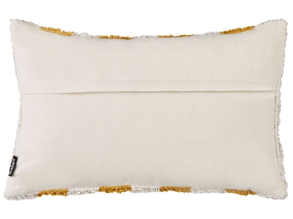 Dekorativ pude hvid gul 30 x 50 cm bomuld polyesterfyld 2 dele stribet tuftet moderne stil
