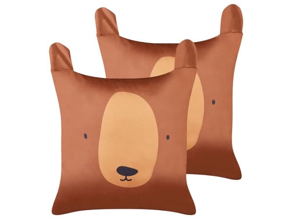 Dekorativ pude brun 45 x 45 cm bomuld polyester 2 dele bjørneformet moderne til børn