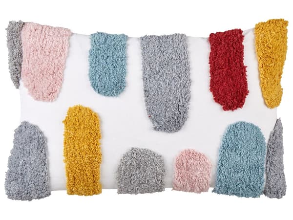 2 dekorative puder i flerfarvet bomuld 30 x 50 cm med abstrakt mønster stue opholdsrum