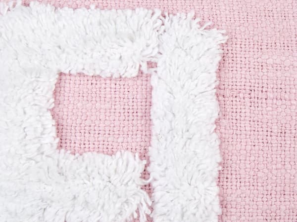 Koristetyyny pastellipinkki puuvilla kangas 30 x 50 cm 2 kpl setti RELAX-tekstinmoderni tyyli