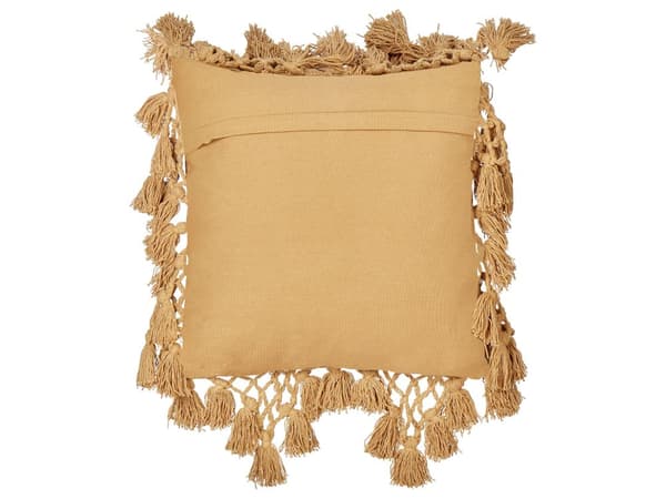 Koristetyyny hiekanbeige puuvilla kangas 45 x 45 cm 2 kpl neliö hapsut boho tyyli