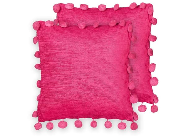Koristetyyny fuksia 45 x 45 cm polyesteri kangas 2 kpl neliö vetoketjulla tupsut moderni tyyli