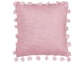 Miniatyrbillede 4 af 6: Sæt med 2 pyntepuder Pink Polyesterstof Ensfarvet mønster Håndlavede kvaster Pomponer 45 x 45 cm Boligtilbehør