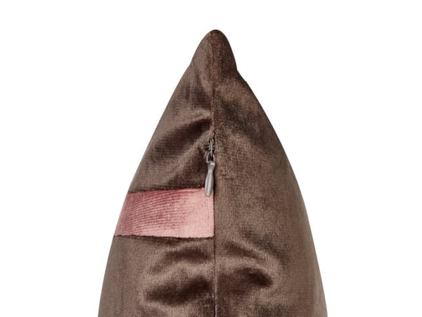 Sæt med 2 puder i lyserødt og brunt fløjlsstof 35 x 60 cm med stribet mønster Håndlavet tilbehør til boligindretning