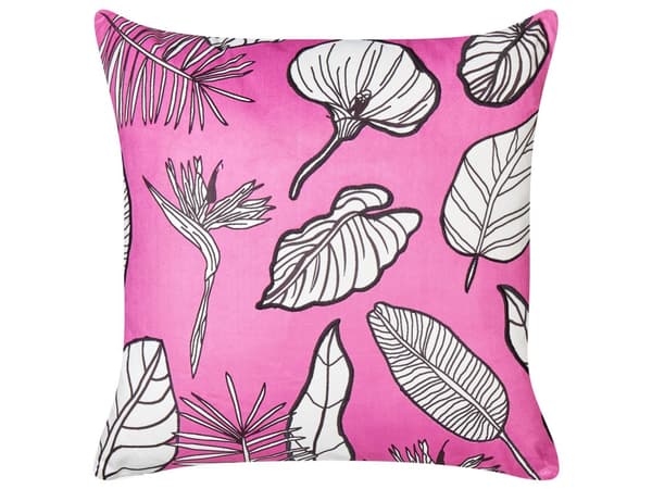 Koristetyyny vaaleanpunainen sametti 45 x 45 cm kasvikuvio 2 kpl setti konepestävä vetoketjulla moderni
