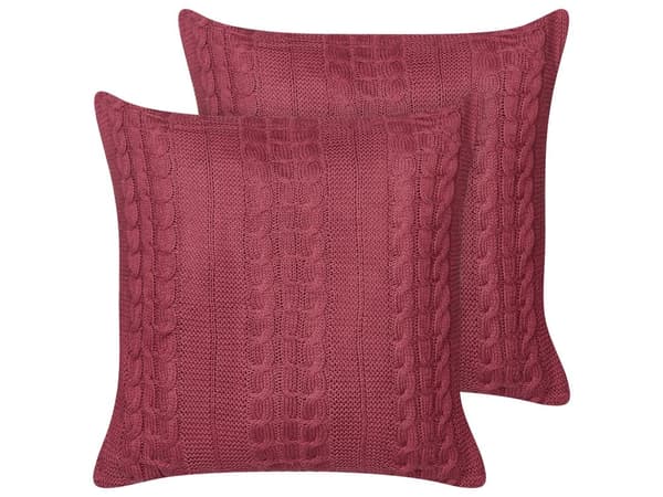 Koristetyyny viininpunainen puuvilla 45 x 45 cm kudottu 2 kpl setti konepestävä vetoketjulla rustiikkinen