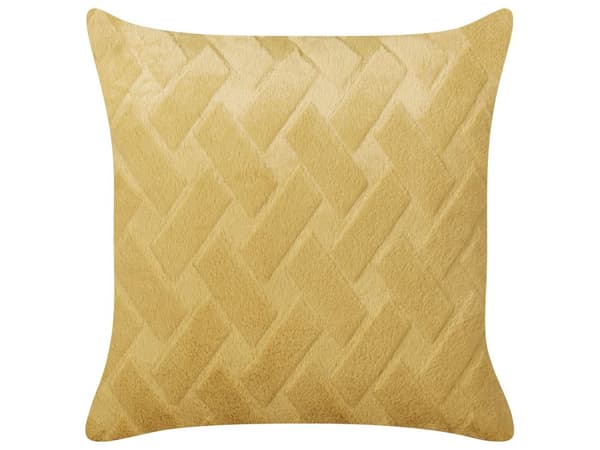 Dekorativ pude blå-gul kunstig turkis 45 x 45 cm geometrisk reliefmønster 2 stk sæt fluffy moderne stil