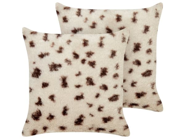 2 pyntepuder Lys beige kunstpels 45 x 45 cm behåret blød pels