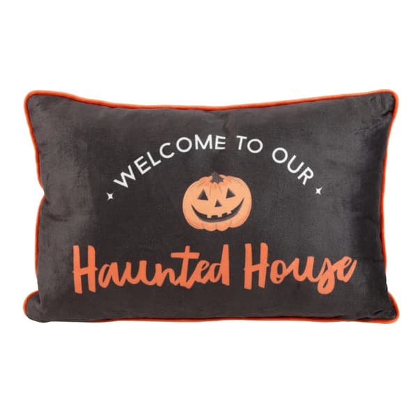 Something Different Haunted House Rectangular Filled Cushion Black/Orange 25cm x 3cm x 40cm