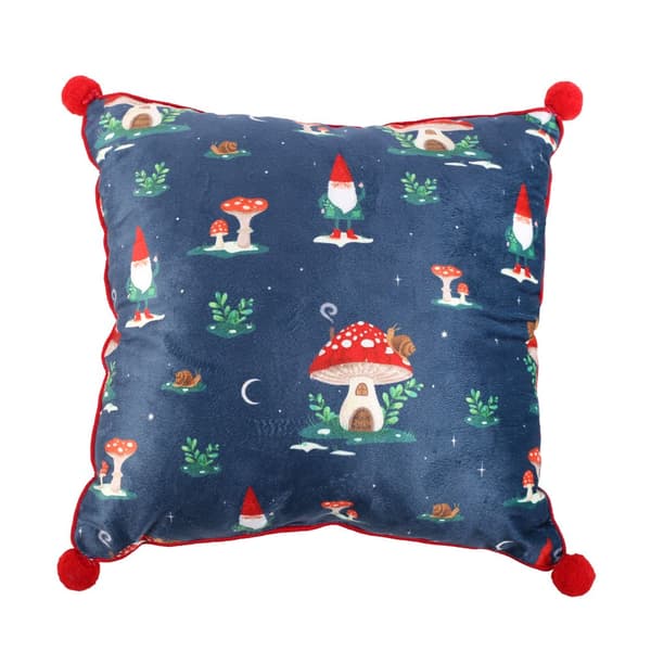Something Different Gnome Pom Pom Square Filled Cushion Blue/Green/Red 35cm x 35cm