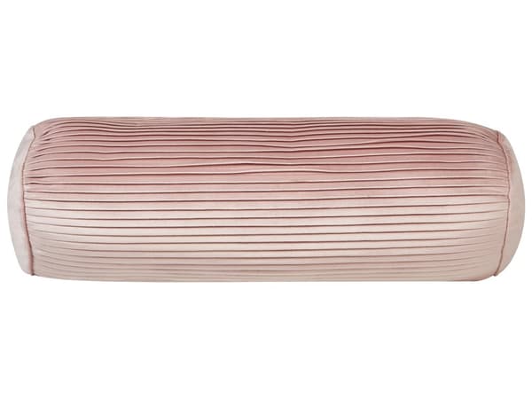 Pyntepude Lyserød Velour 22 x 60 cm Cylinder Pude til Stuen Lækre Puder til Sofaen og Sengen Rund Pølsepude med Riller Pøllepude Aflang