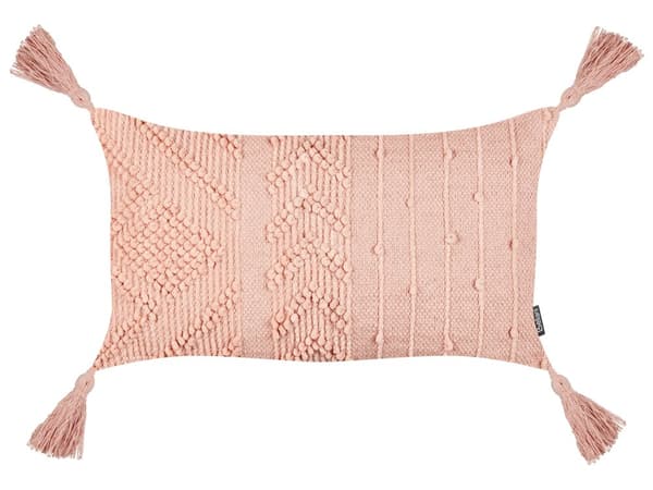 Pyntepude Lyserød Bomuld 30 x 50 cm Aflange Puder til Sofaen Gavlpuder til Sengen Rygpuder med Kvaster Bløde Sofapuder Stuen Strikpuder