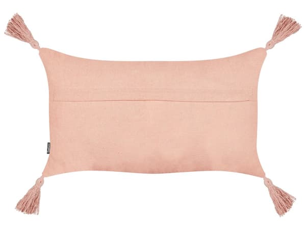 Pyntepude Lyserød Bomuld 30 x 50 cm Aflange Puder til Sofaen Gavlpuder til Sengen Rygpuder med Kvaster Bløde Sofapuder Stuen Strikpuder