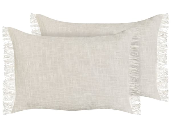 Pyntepude Off White Bomuld 35 x 50 cm Aflange Puder til Sofaen Gavlpuder til Sengen Rygpuder med Frynser Bløde Sofapuder til Stuen