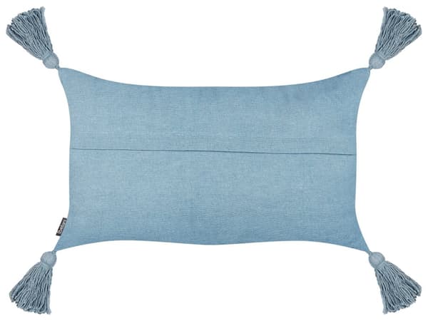 Pyntepude Blå Bomuld 30 x 50 cm Aflange Puder til Sofaen Gavlpuder til Sengen Rygpuder med Kvaster Bløde Sofapuder Stuen Strikpuder