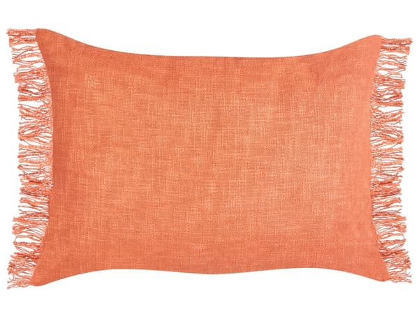 Pyntepude Orange Bomuld 35 x 50 cm Aflange Puder til Sofaen Gavlpuder til Sengen Rygpuder med Frynser Bløde Sofapuder til Stuen