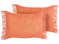 Miniatyrbillede 1 af 8: Pyntepude Orange Bomuld 35 x 50 cm Aflange Puder til Sofaen Gavlpuder til Sengen Rygpuder med Frynser Bløde Sofapuder til Stuen