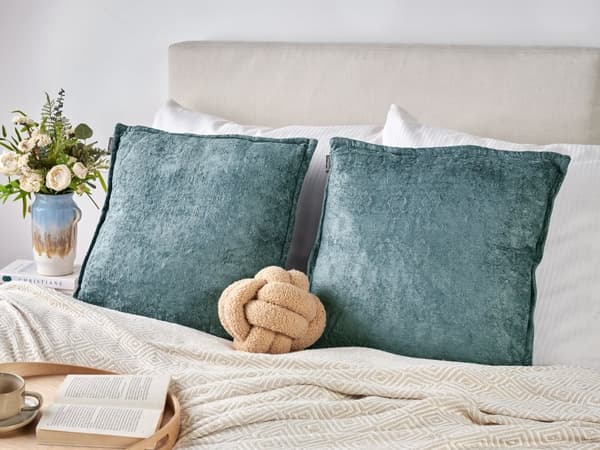 Pyntepude Blå Bomuld 50 x 50 cm Firkantet Puder til Sofaen Pudesæt til Sengen Rygpuder Bløde Sofapuder til Stuen og Soveværelse
