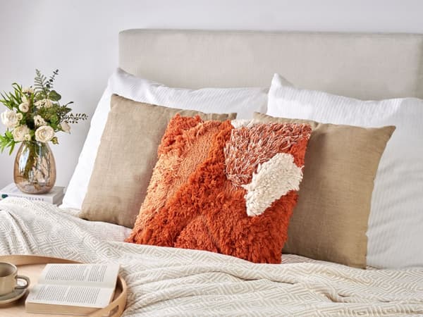 Pyntepude Orange Bomuld 45 x 45 cm Firkantet Puder til Sofaen Pudesæt til Sengen Rygpuder Bløde Sofapuder til Stuen og Soveværelse