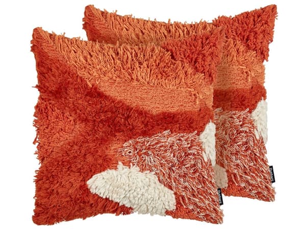 Pyntepude Orange Bomuld 45 x 45 cm Firkantet Puder til Sofaen Pudesæt til Sengen Rygpuder Bløde Sofapuder til Stuen og Soveværelse