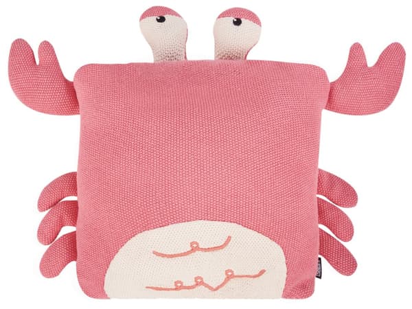 Sæt med 2 babypuder Pink bomuldsstof Krabbeformet polstret blødt babylegetøj soveværelse