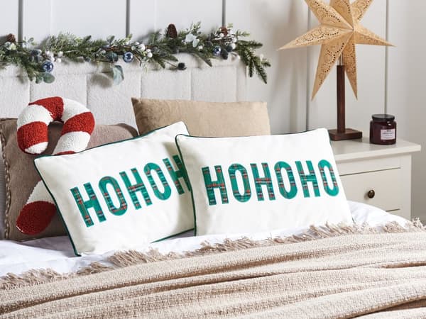 Pyntepude Hvid Polyester 30 x 50 cm Aflange Julepuder til Sofaen Gavlpuder til Sengen Rygpuder med Mønster Bløde Sofapuder Stuen