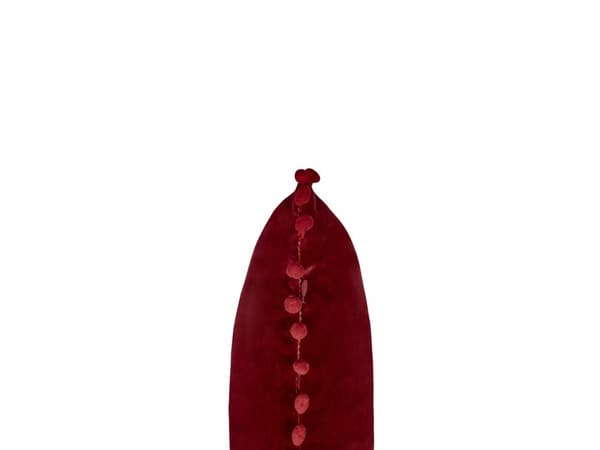 Pyntepude Rød Velour 30 x 50 cm Aflange Julepuder til Sofaen Gavlpuder til Sengen Rygpuder med Pomponer Bløde Sofapuder Stuen
