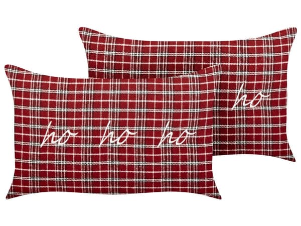 Pyntepude Rød Polyester 30 x 50 cm Aflange Julepuder til Sofaen Gavlpuder til Sengen Rygpuder med Tern Mønster Bløde Sofapuder Stuen