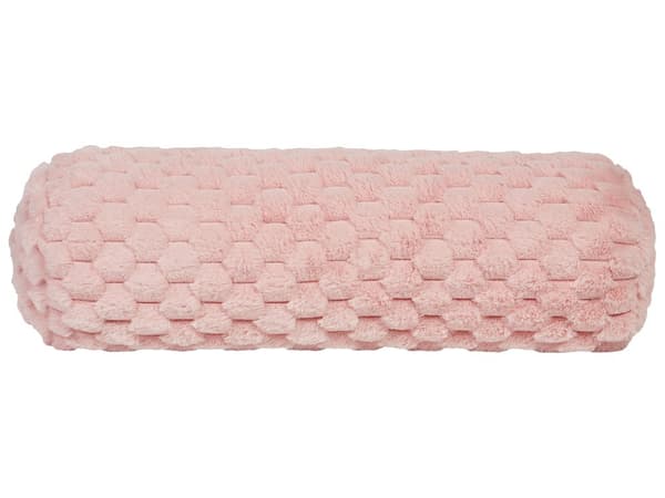 Pyntepude Lyserød Kunst Pels 22 x 60 cm Cylinder Pude til Stuen Lækre Puder til Sofaen og Sengen Rund Pølsepude Fluffy Pøllepude Aflang