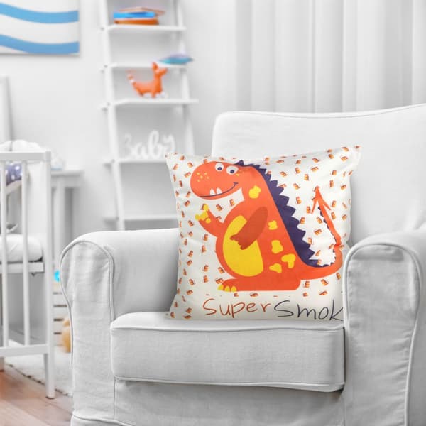Koristeellinen tyynyliina KIDS-8B 45x45 Design91 monivärinen superlohikäärmedinosaurus