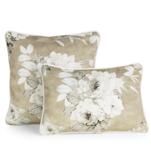 Dekorativt pudebetræk GINEBRA 45x30 Eurofirany beige med blomster