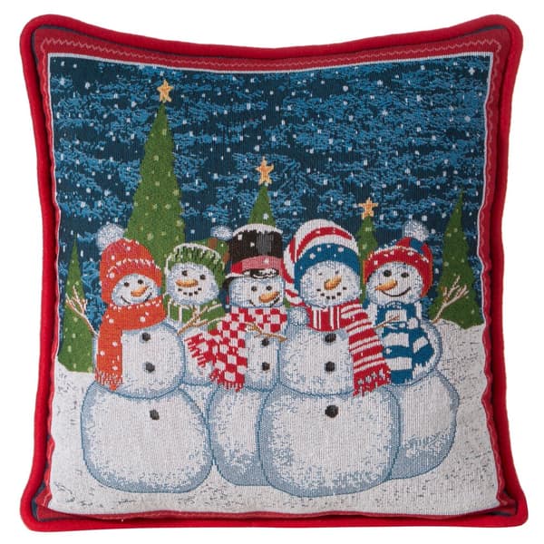 Eurofirany dekorativt örngott XMAS 45x45 rött med snögubbemotiv