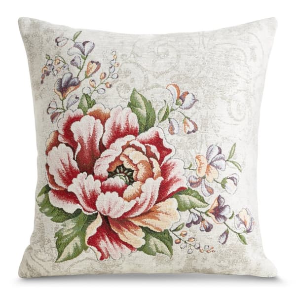 Dekorativ gobeläng örngott 45x45 Eurofirany askröda stora blommor