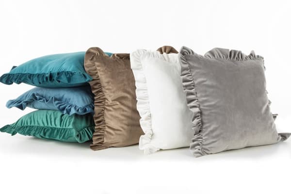Koristeellinen tyynyliina VELVET-25 45x45 Eurofirany tumma minttu röyhelöillä