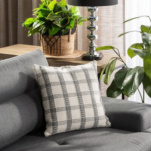 Dekorativt pudebetræk BOHO 45x45 Eurofirany creme sølv tern