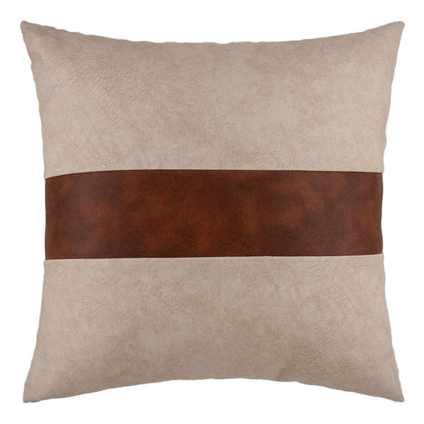 Dekorativt pudebetræk INT 43x43 Darymex læder beige brun stribe