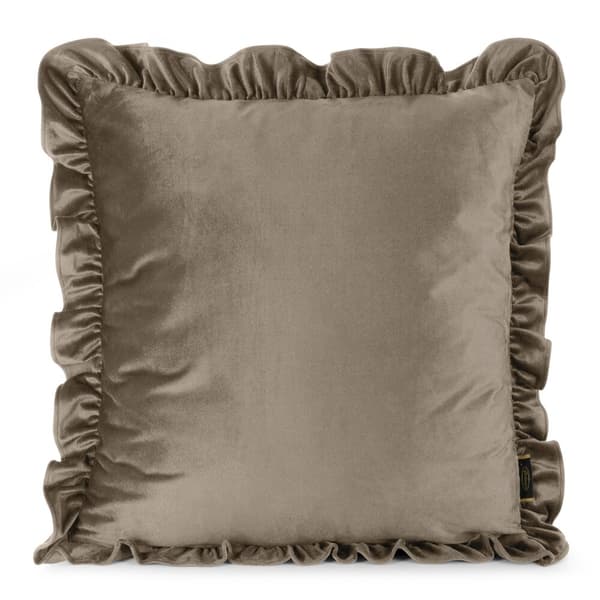 Dekorativt örngott BRENDA 45x45 Eurofirany beige sammet dekorerad med volanger