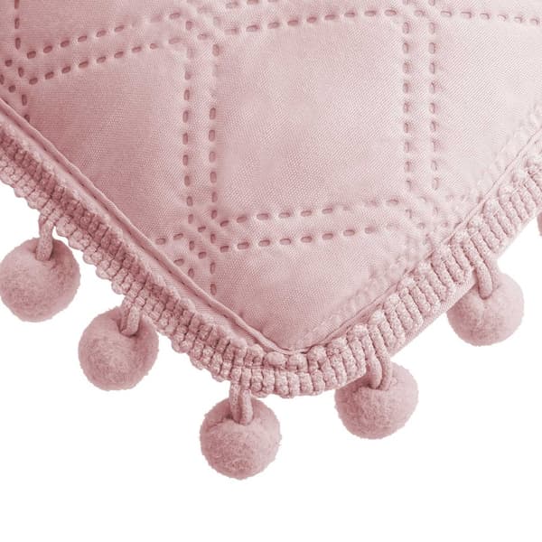 POMPOO dekorativt örngott 50x70 puderrosa med pompoms