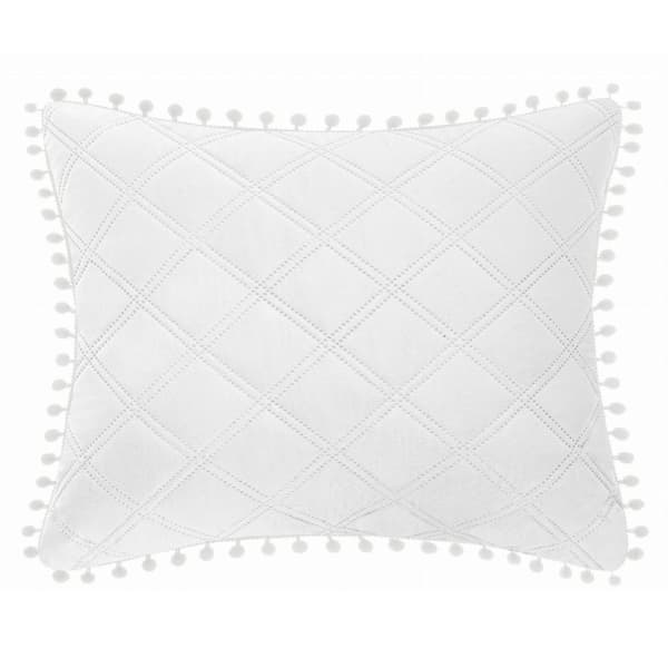 POMPOO dekorativt örngott 50x70 vit med pompoms