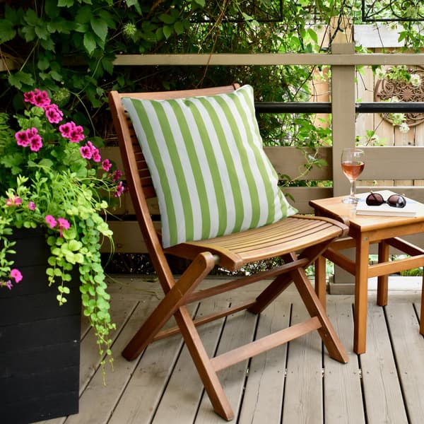 Koristeellinen vedenpitävä tyynyliina GARDEN6 45x45 puutarha vaaleanvihreä pystyraitoja