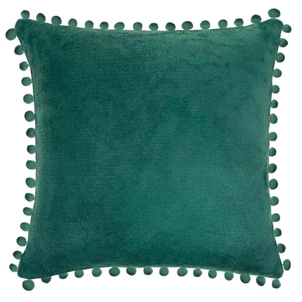 Pompie dekorativt örngott 40x40 flaskgrönt med pompoms